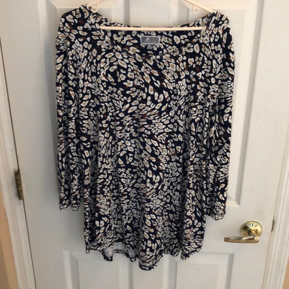 JM Collection Abstract Print Blouse Tunic Sz XL